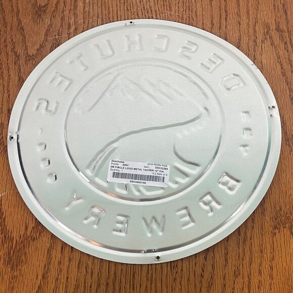 Deschutes Brewery Black & White Logo Beer Sign 12” Diameter -excellent condition - Picture 4 of 4
